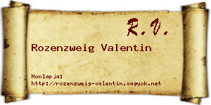 Rozenzweig Valentin névjegykártya